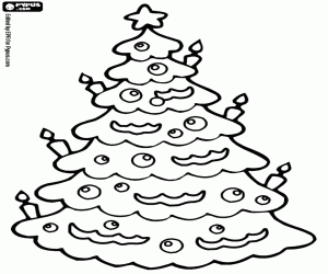 Coloriage Sapin de Noël décoré avec des bougies