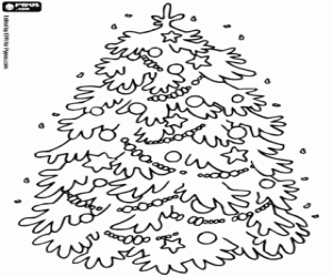 Coloriage Sapin de Noël décoré