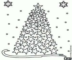 Coloriage Sapin de Noël fait des étoiles