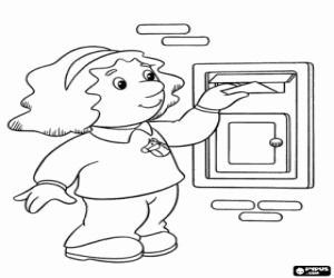 Coloriage Sarah envoyant une lettre