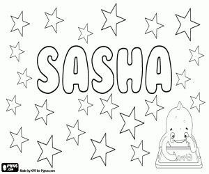 Coloriage Sasha, diminutif unisexe