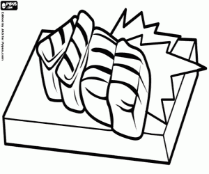 Coloriage Sashimi, poisson cru japonais