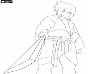Coloriage Sasuke Uchiha, un ninja de Naruto