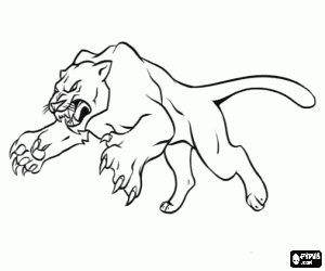 Coloriage Le saut de la panthère noire