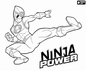 Coloriage Le saut du ninja Power Rangers