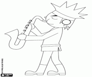 Coloriage Le saxophoniste en action