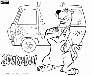 Coloriage Scooby Doo avec le fourgon VW