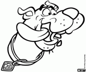 Coloriage Scooby Doo avec la langue dehors