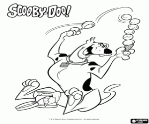 Coloriage Scooby Doo le chien et la crème glacée