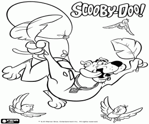 Coloriage Scooby Doo entre les oiseaux