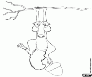 Coloriage Scrat avec un gland