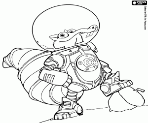 Coloriage Scrat et son gland sur une planète