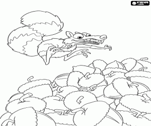 Coloriage Scrat l’écureuil et les glands