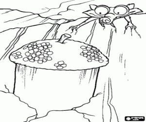 Coloriage Scrat et un énorme gland