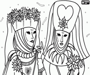 Coloriage Scène du carnaval de Venise