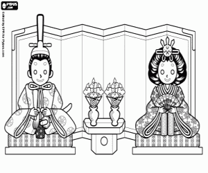 Coloriage Scène de tradition japonaise