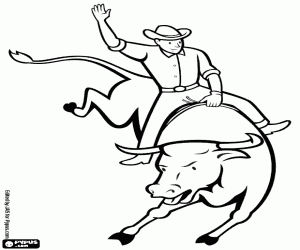 Coloriage Scène d’un cow-boy au rodéo