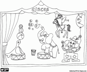 Coloriage Scène d'un cirque classique