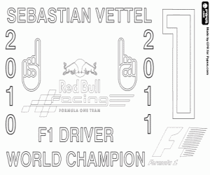 Coloriage Sebastian Vettel, champion 2011 F1