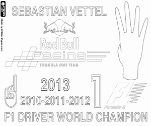 Coloriage Sebastian Vettel, champion F1 2013