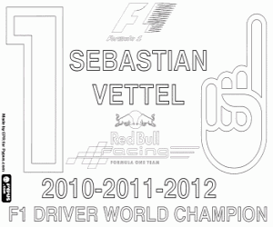 Coloriage Sebastian Vettel, trois fois champion de F1