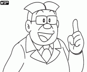 Coloriage Sensei, le professeur de Nobita