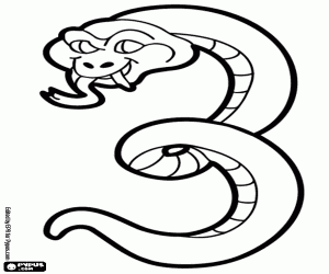 Coloriage Le serpent, le numéro 3