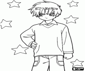 Coloriage Shaoran Li, personnage de Sakura