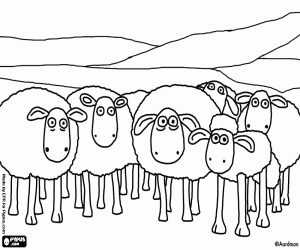 Coloriage Shaun le mouton et son troupeau