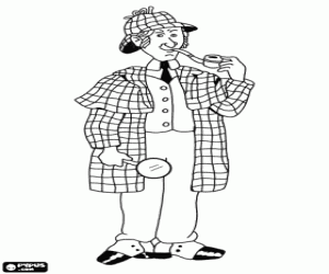 Coloriage Sherlock Holmes avec une pipe