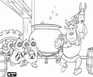 Coloriage Shrek et ses amis sur la course