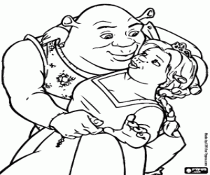 Coloriage Shrek et Fiona