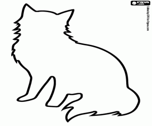 Coloriage Silhouette de chat angora