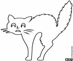 Coloriage Silhouette d’un chat hérissé