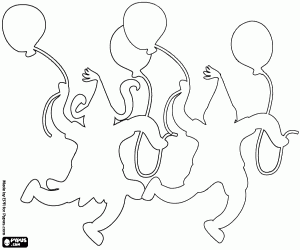 Coloriage Silhouettes d'une fête d'anniversaire