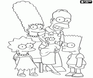 Coloriage Les Simpsons, un portrait de famille