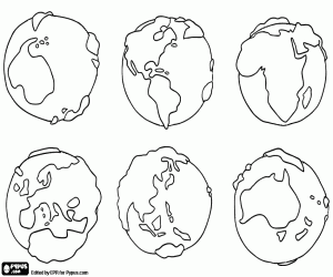 Coloriage Les six continents de la planète