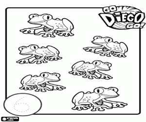 Coloriage Six grenouilles pour apprendre à compter