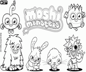 Coloriage Les six Moshi Monsters
