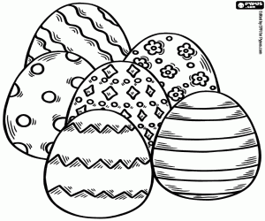 Coloriage Six oeufs de Pâques