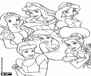 Coloriage Six princesses célèbres