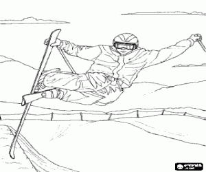 Coloriage Ski acrobatique aux bosse