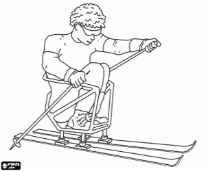 Coloriage Ski nordique pour handicapé