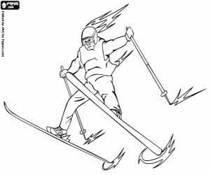 Coloriage Ski, saut acrobatique