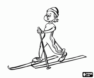 Coloriage Skieur de ski de fond