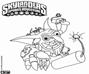 Coloriage Skylander Boomer avec de la dynamite