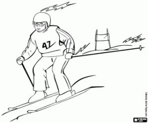 Coloriage Slalom, Ski alpin