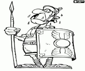 Coloriage Soldat romain à peur des Gaulois