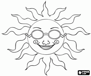 Coloriage Le soleil avec des lunettes de soleil