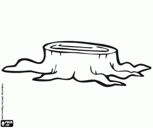 Coloriage Souche d'arbre. Arbre abattu